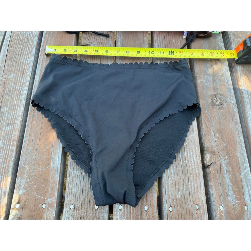 Habitual Kids Girls Black Scalloped High Waisted Bikini Swim Bottom Size 16